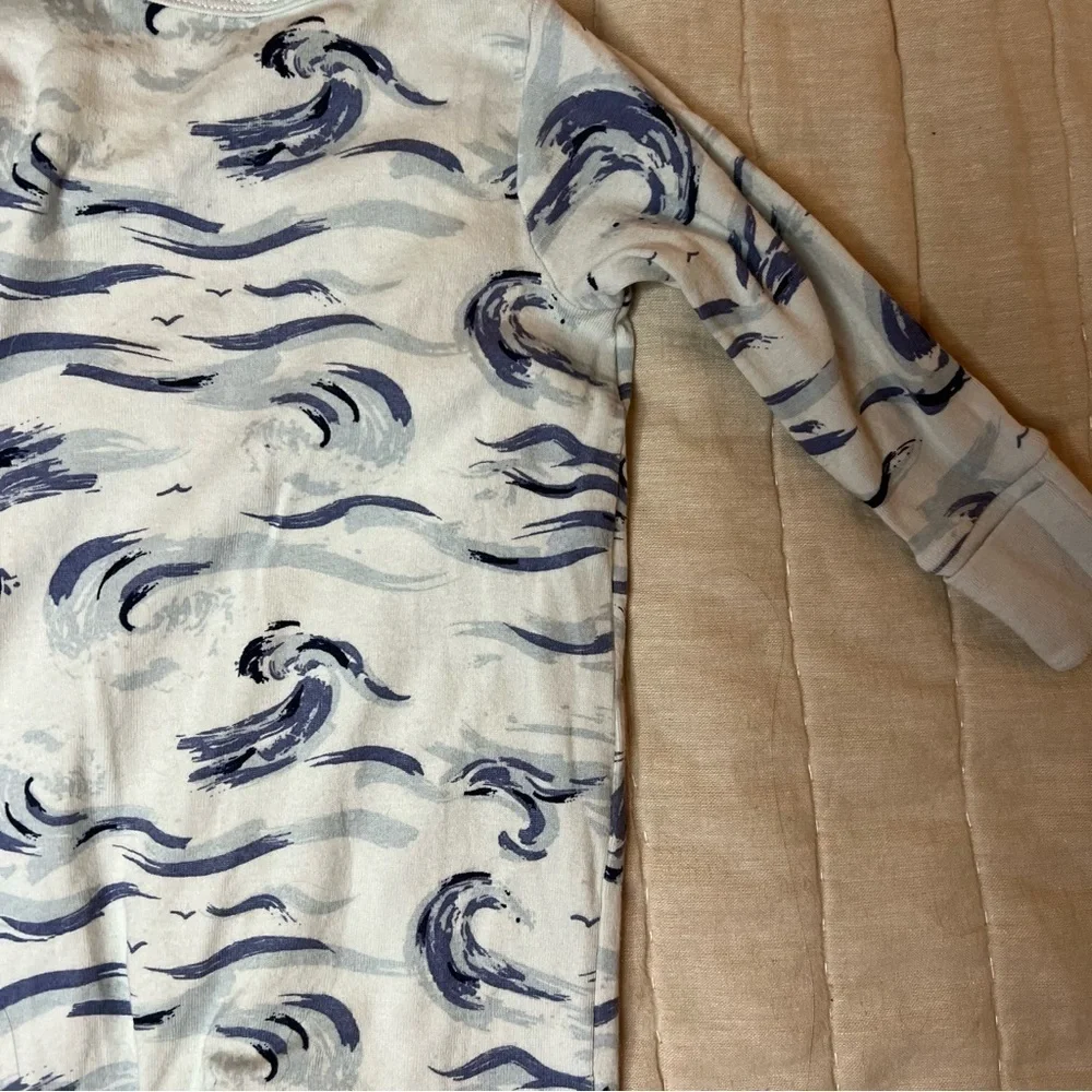 Modern Moments Infant Boys Blue Waves Snap front Knit Sleeper Pajamas 0-3 Months